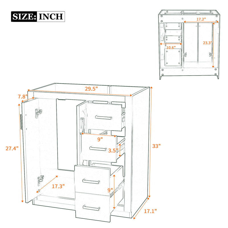 Retro Style Bathroom Vanity With 3 Drawers & Soft-Closing Doors