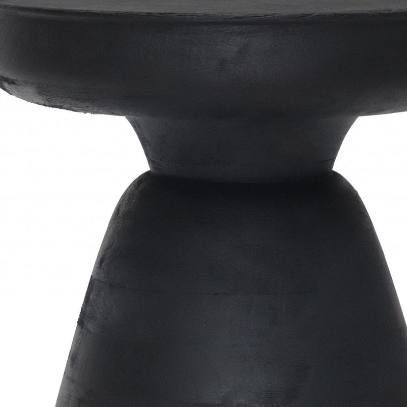 18" Solid Wood Round End Table - Black