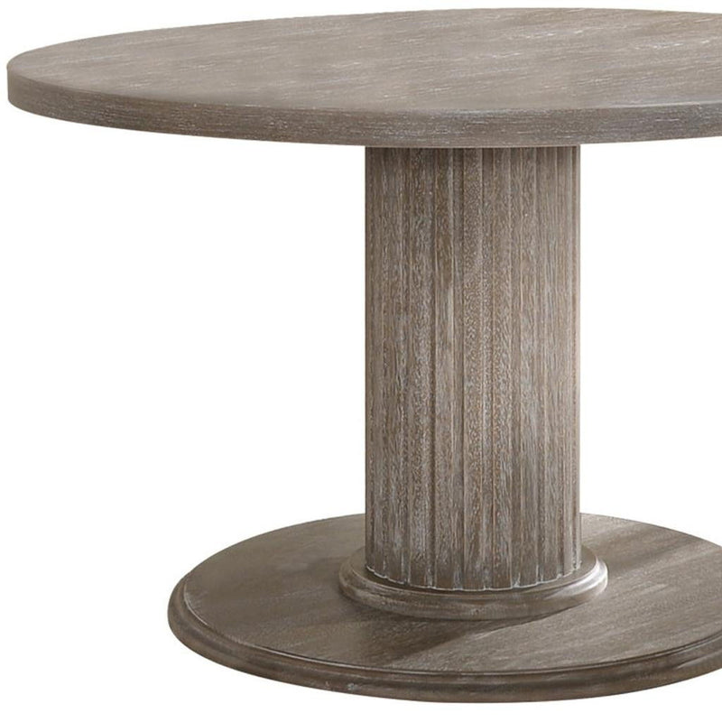 47" Wood Pedestal Base Round Top Dining Table - Gray