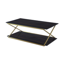Load image into Gallery viewer, Metal Coffee Table With Shelf - Dark Brown And Gold
