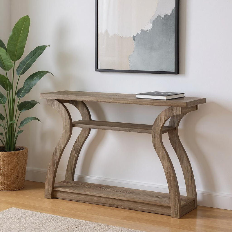 Floor Shelf Console Table With Storage - Taupe