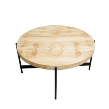 Load image into Gallery viewer, 36" Wood And Iron Round Coffee Table - Natural And Black
