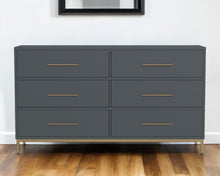 Load image into Gallery viewer, 63" Solid Wood Six Drawer Double Dresser - Dark Gray

