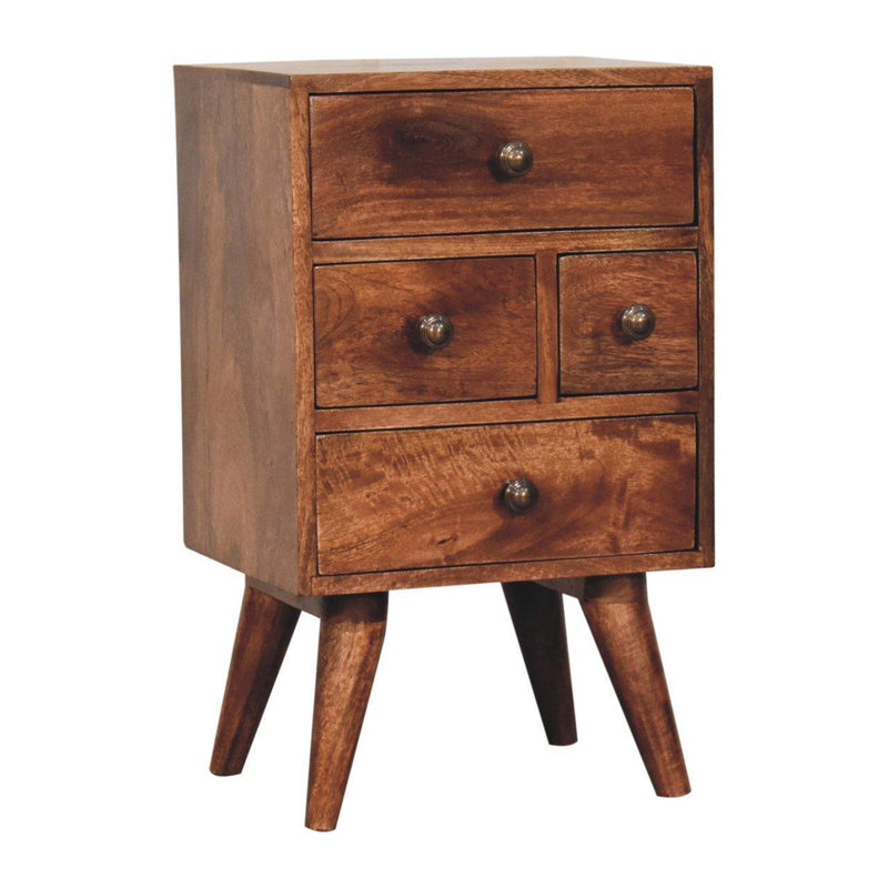 Solid Wood Four Drawer Nightstand - Brown