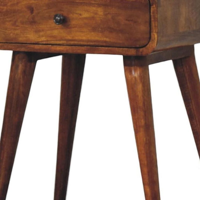22" Solid Wood Round One Drawer Nightstand - Chestnut