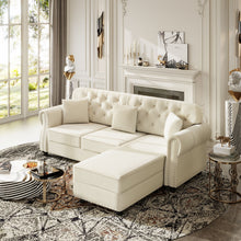 Load image into Gallery viewer, Upholstered 3 Seater Sofa Set With Ottoman
