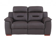 Load image into Gallery viewer, Faux Leather Manual Reclining Love Seat - Brown
