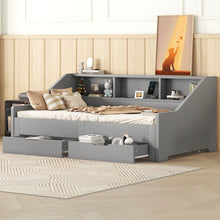 Load image into Gallery viewer, Daybed Frame With Storage Bookcases, 2 Drawers, Charging Station

