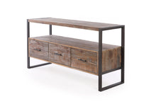 Load image into Gallery viewer, Reclaimed Wood Media TV Console Table With 3 Drarwer, Open Shelf - Antique Gray
