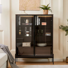Load image into Gallery viewer, Modern Minimalist Style LED Curio Cabinet With Tempered Glass Door, Metal Legs
