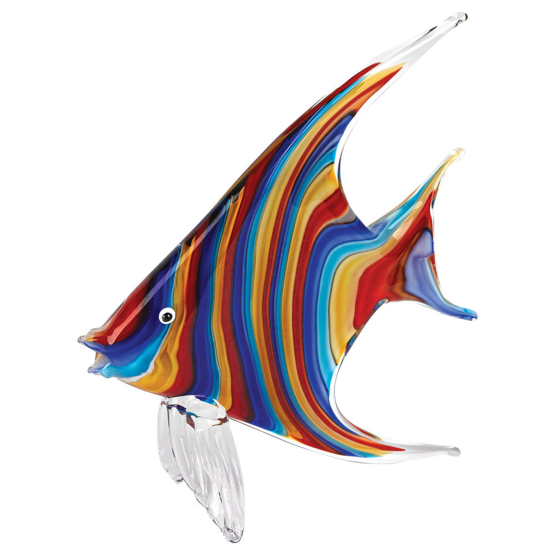 Murano Fish Figurine Tabletop Sculpture - Blue / Red