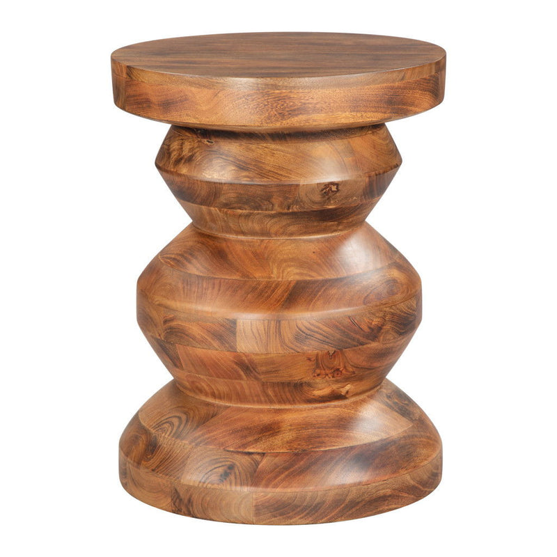 21" Solid Wood Round Pedestal End Table - Brown