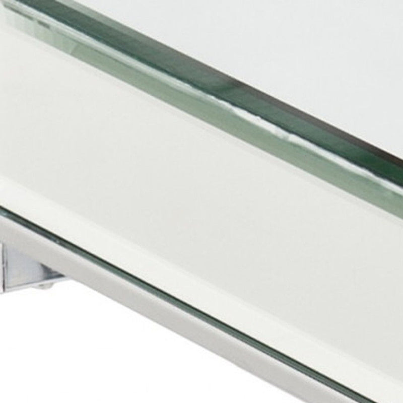 Mirrored Glass Square End Table - Clear / Silver