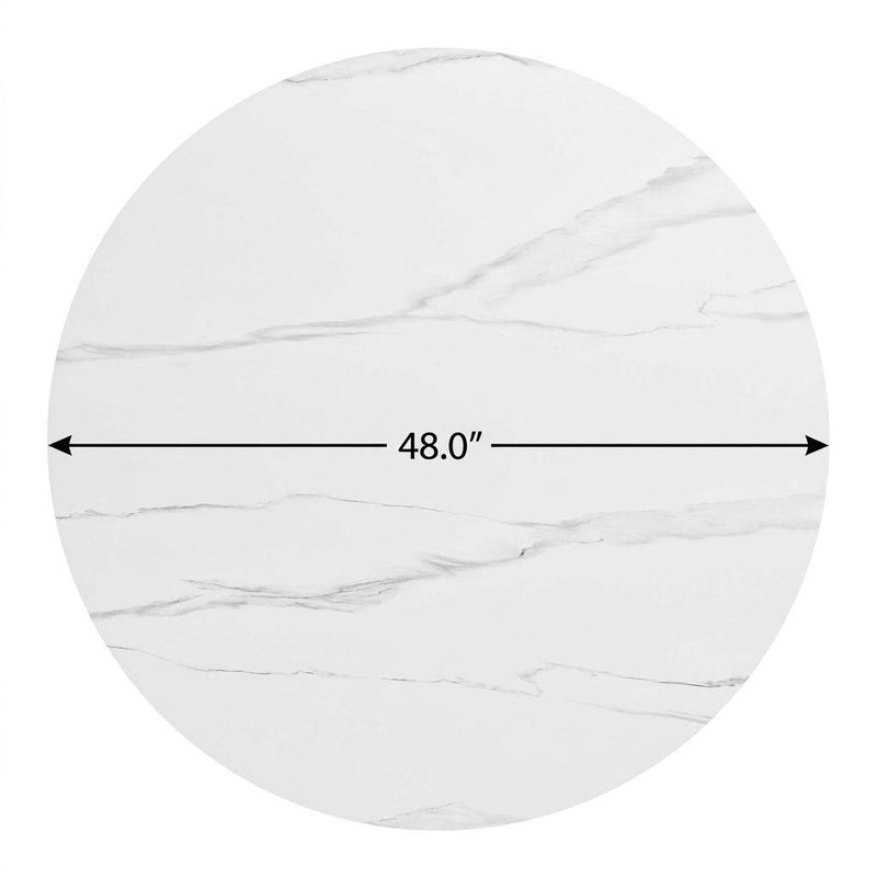 Sintered Stone And Aluminum Round Top Dining Table - White