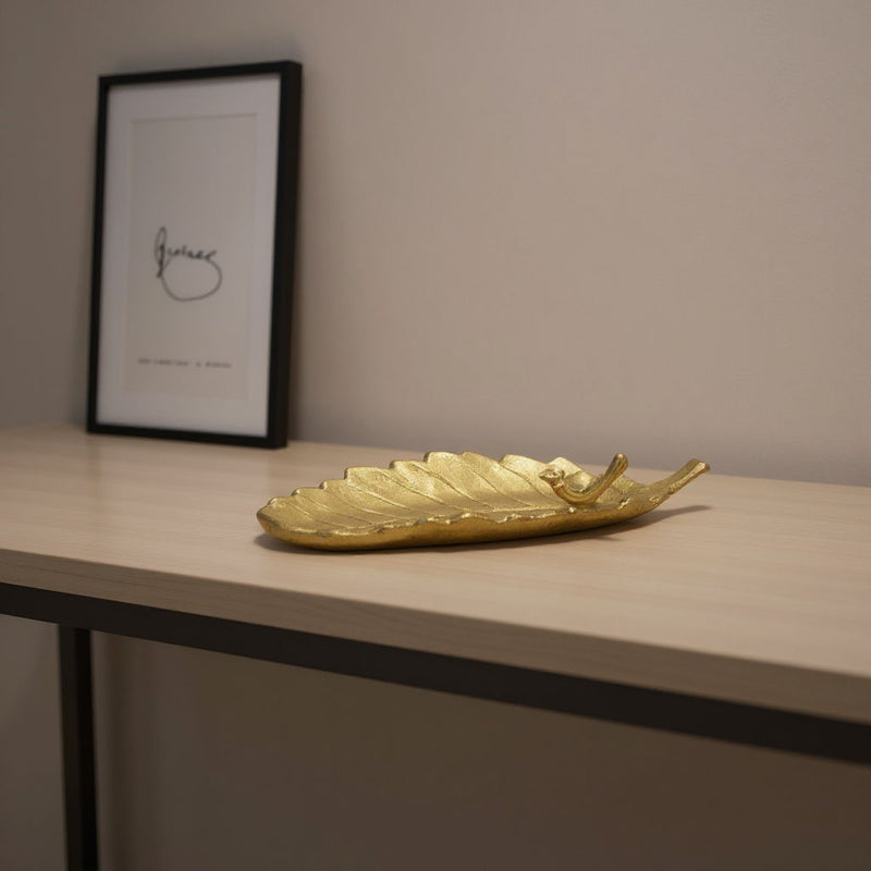 10" Cast Iron Leaf Vanity Tray - Gold