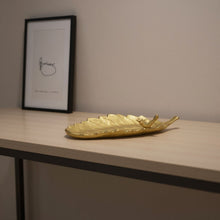 Load image into Gallery viewer, 10" Cast Iron Leaf Vanity Tray - Gold
