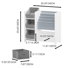 Load image into Gallery viewer, Bookshelf And Toy Storage Organizer, Multifunctional 4 Tier With 3 Collapsible Drawers - White

