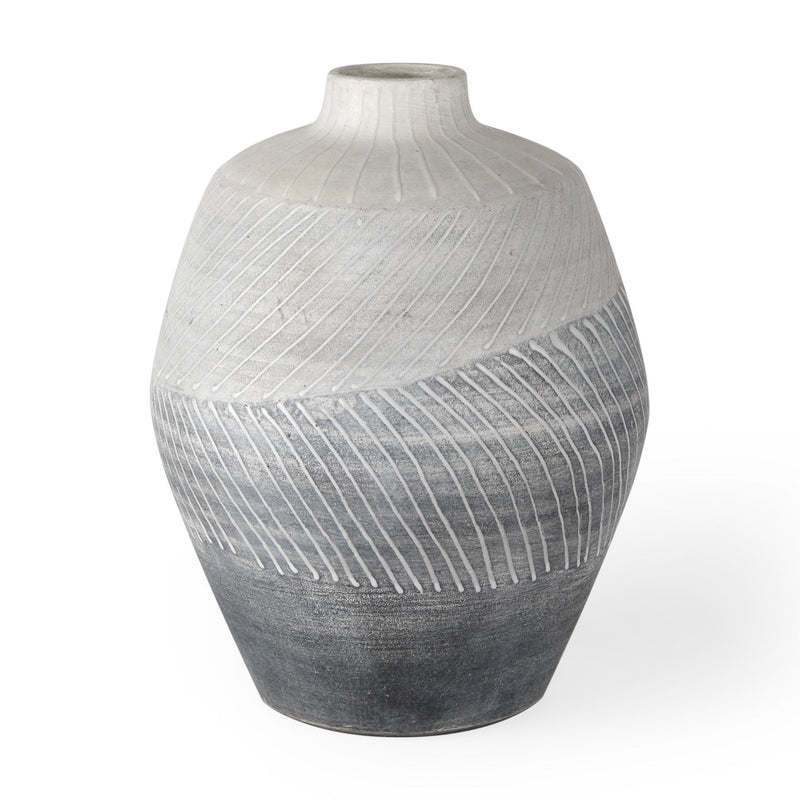 Ombre Round Table Vase (729963) - Gray / White