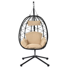 Load image into Gallery viewer, Egg Chair with Stand Indoor Outdoor Swing Chair Patio Wicker Hanging Egg Chair Hanging Basket Chair Hammock Chair with Stand for Bedroom Living Room Balcony
