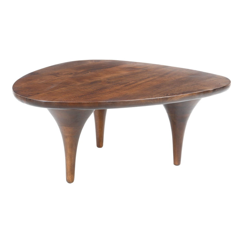 Solid Wood Triangle Pedestal Coffee Table - Brown
