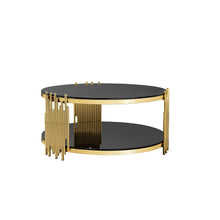 Load image into Gallery viewer, Elegant Round Table With Double Layer Tempered Glass Top And Stainless Steel Frame For Living Room
