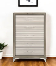 Load image into Gallery viewer, 53" Wood Lighted Five Drawer Dresser - Beige And White
