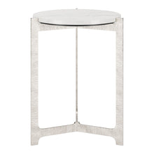 Load image into Gallery viewer, 25" Marble And Aluminum Round Cross Legs End Table - White And Silver

