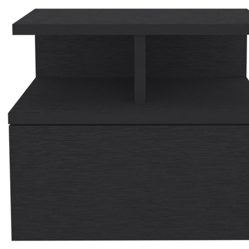 14" x 13.2" x 11.6" One Drawer Faux Wood Floating Nightstand - Black