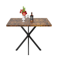 Load image into Gallery viewer, Mid Century Modern Square Dining Table Set With Faux Marble Tabletop And Iron Legs For 4, Space Saving Design - Brown / Blue
