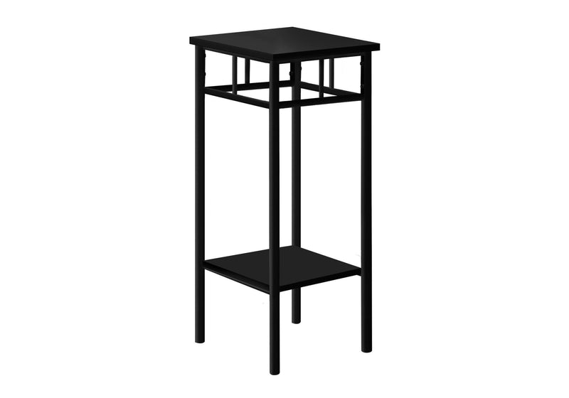 Square End Table With Shelf - Black