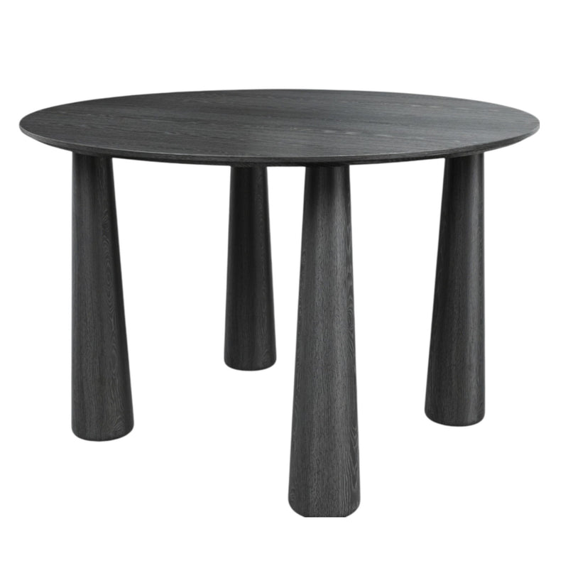 Wood Three Leg Base Round Top Dining Table - Black