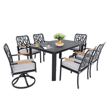 Load image into Gallery viewer, Outdoor Patio Furniture Dining Set With Sunbrella Fabric, Rectangular Table With Umbrella Hole
