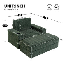 Load image into Gallery viewer, Oversized Chaise Lounge Indoor Rabbit Fur Sofa Bed With Storage Ottoman And Armrests Cup Holders With Deep Seat

