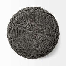 Load image into Gallery viewer, Wool Cylindrical Pouf With Diamond Pattern - Dark Gray

