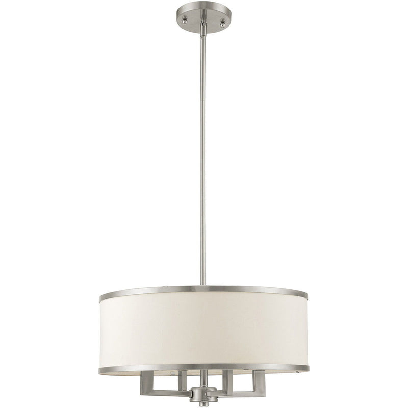 18'' Four Light Dimmable Chandelier With Shades - Pearl Silver / Nickel
