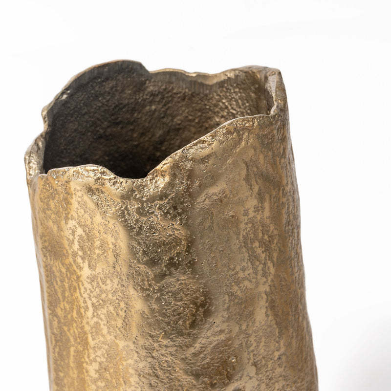 Hammered Cylinder Table Vase - Gold