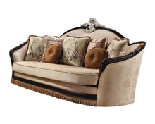 Load image into Gallery viewer, Velvet Curved Sofa And Toss Pillows - Tan
