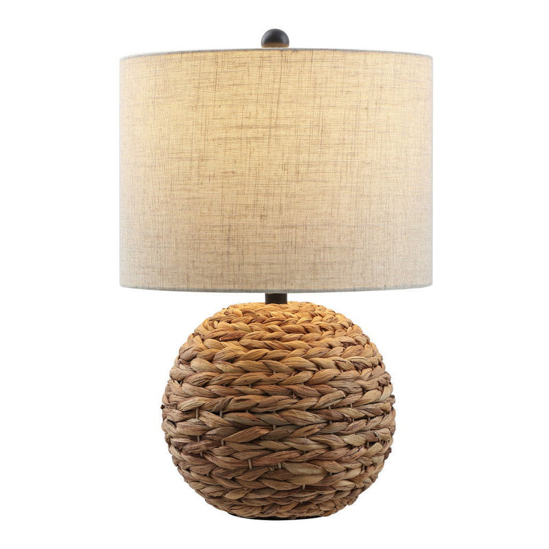 Round Table Lamp LED With Drum Shade - Brown