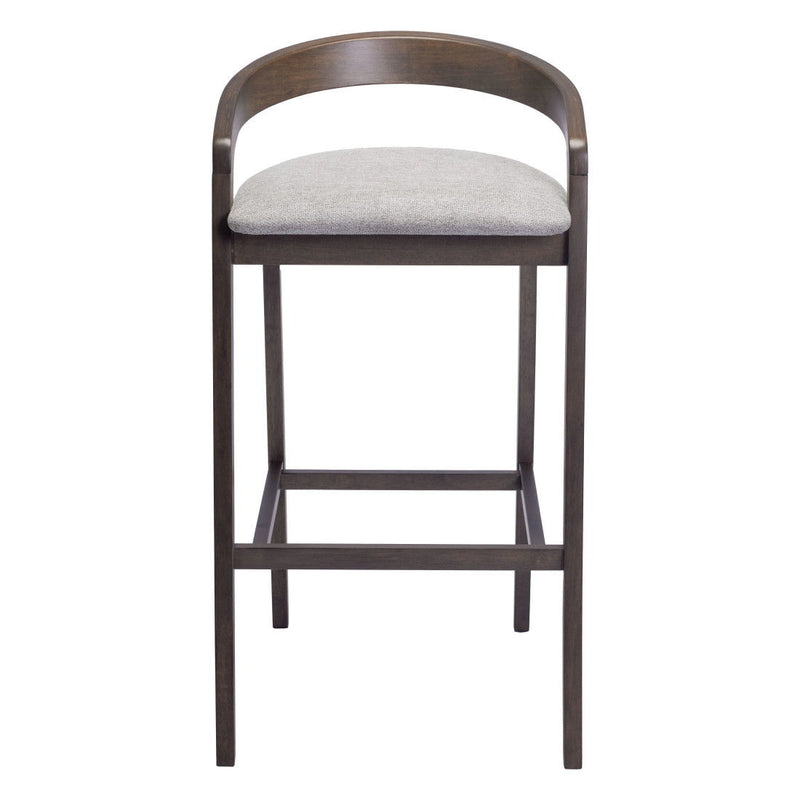 31" Fabric And Solid Wood Low Back Bar Height Bar Chairs (Set of 2) - Gray / Espresso