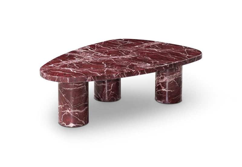 Genuine Marble Marble Free Form Coffee Table - Red