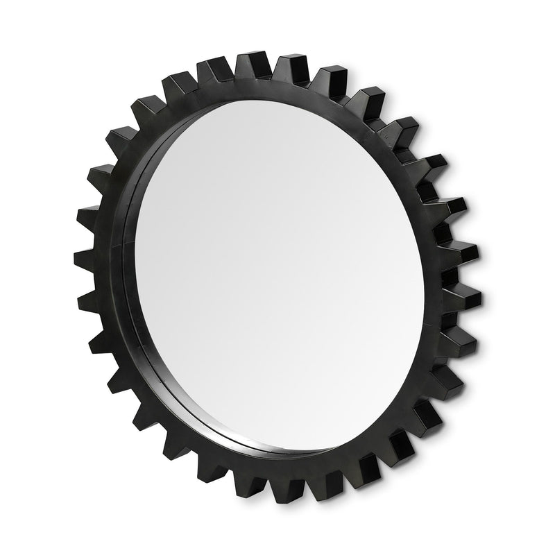 37" Round Metal Frame Wall Mirror - Black