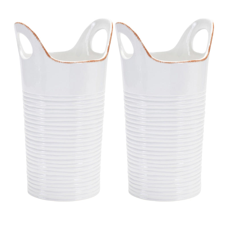 Round Table Vases (Set of 2) - White / White