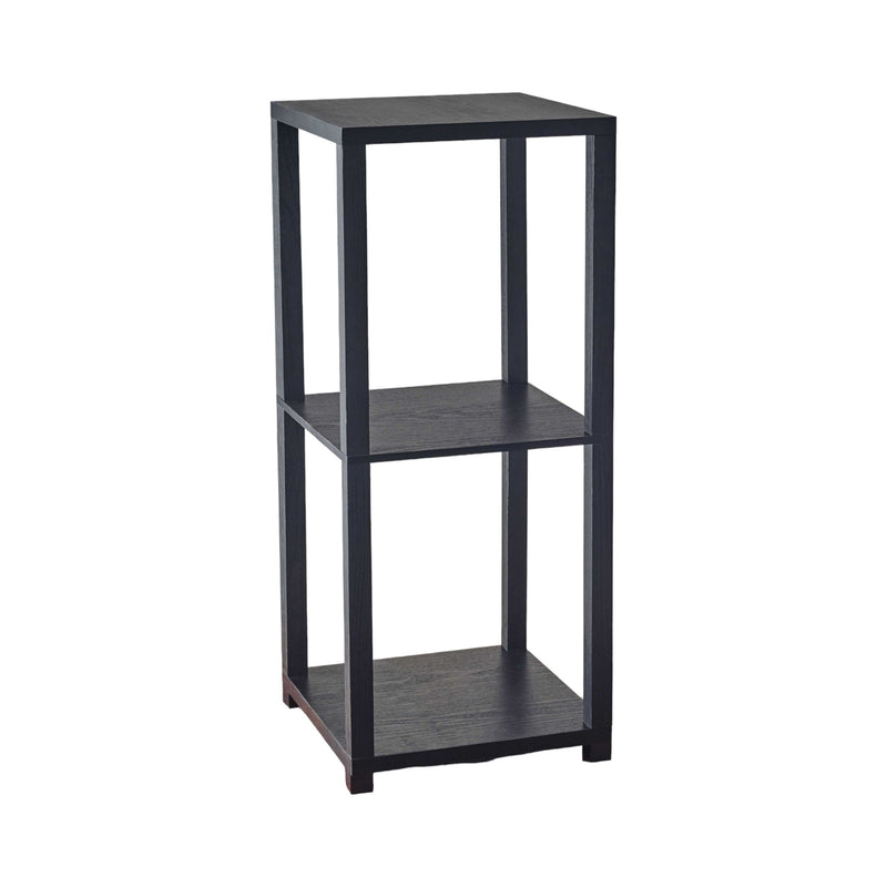 28" Square End Table With Two Shelves - Black