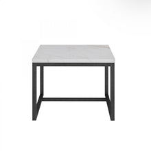 Load image into Gallery viewer, Stone And Metal Square End Table - Black And White
