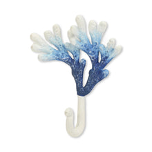 Load image into Gallery viewer, 5" Cast Iron Coral Wall Hook - Blue / White

