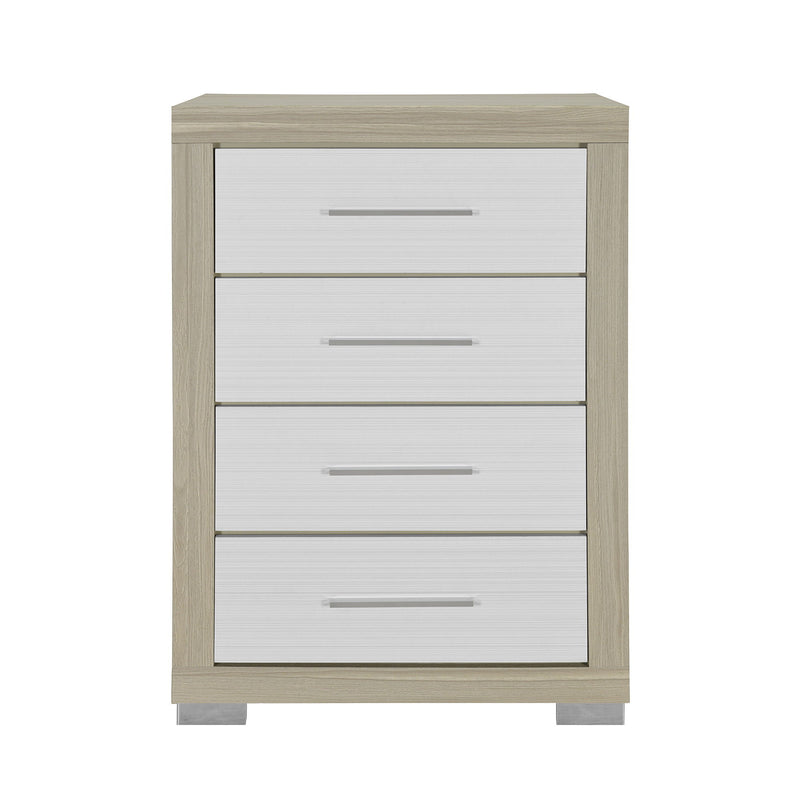 31" Wood Four Drawer Dresser - Natural And White
