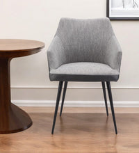 Load image into Gallery viewer, Faux Leather Steel Dining Arm Chair - Gray / Black
