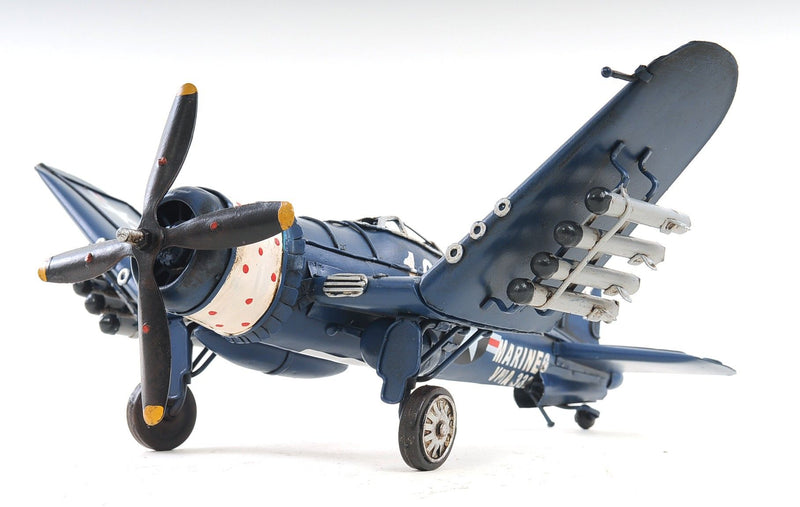 Hand Painted Model Airplane Tabletop Sculpture - Blue