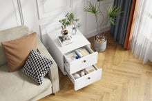 Load image into Gallery viewer, Modern Night Stand Storage Cabinet For Living Room Bedroom, Steel Cabinet With 2 Drawers, Bedside Furniture, Circular Handle - White

