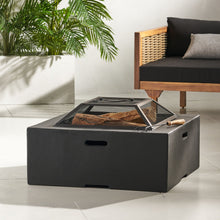 Load image into Gallery viewer, Outdoor Square Mgo Wood Burning Fire Pit - Dark Gray

